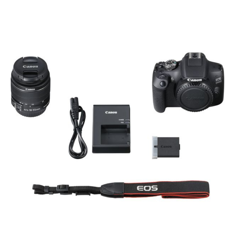 Canon EOS 2000D DSLR Camera with EF-S 18-55 mm f/3.5-5.6 IS II Lens Canon EOS 2000D DSLR Camera with EF-S 18-55 mm f/3.5-5.6 IS II Lens
